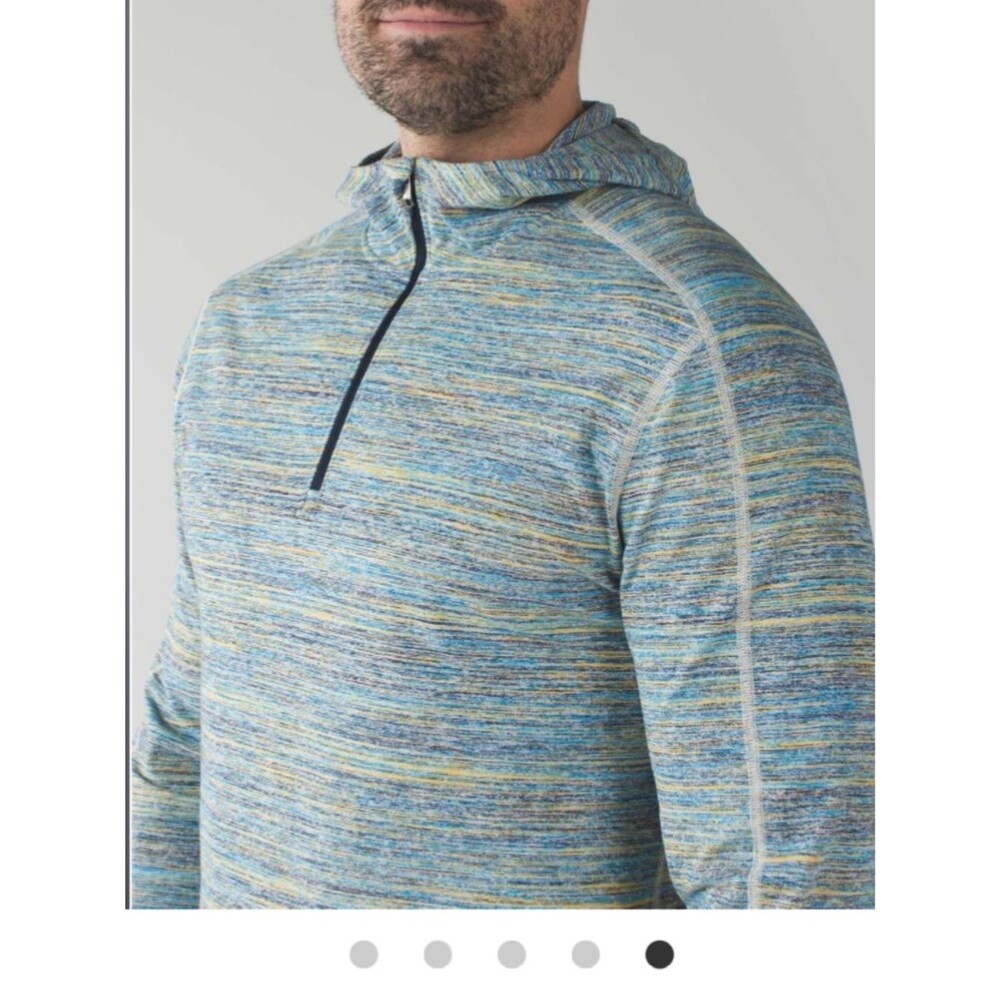 lululemon Surge Warm Blue Yellow Space-Dye Quarter-Zip Hoodie Large - Picture 2 of 16